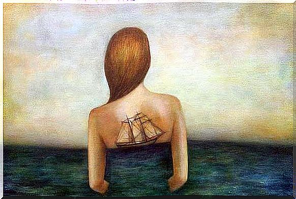 Ship on woman