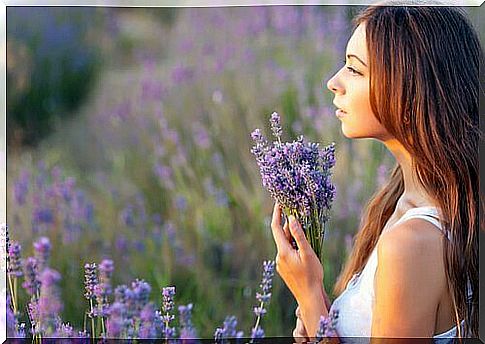 Woman with flowers