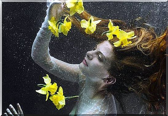 Woman under water