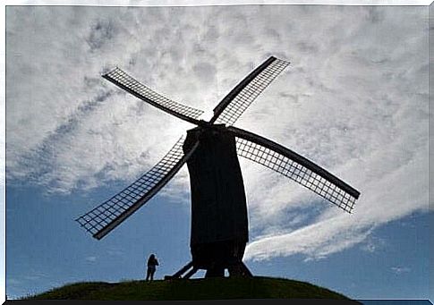 A windmill on a hill